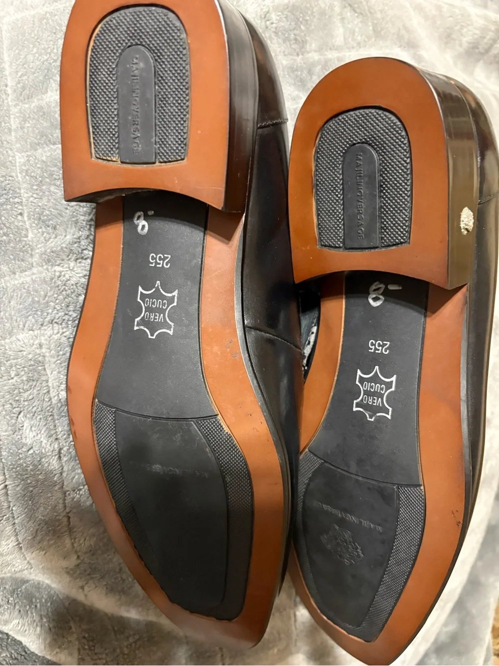 Majiling Versace Men's Black Leather Slip-On Loafers with Silver Bit Accent